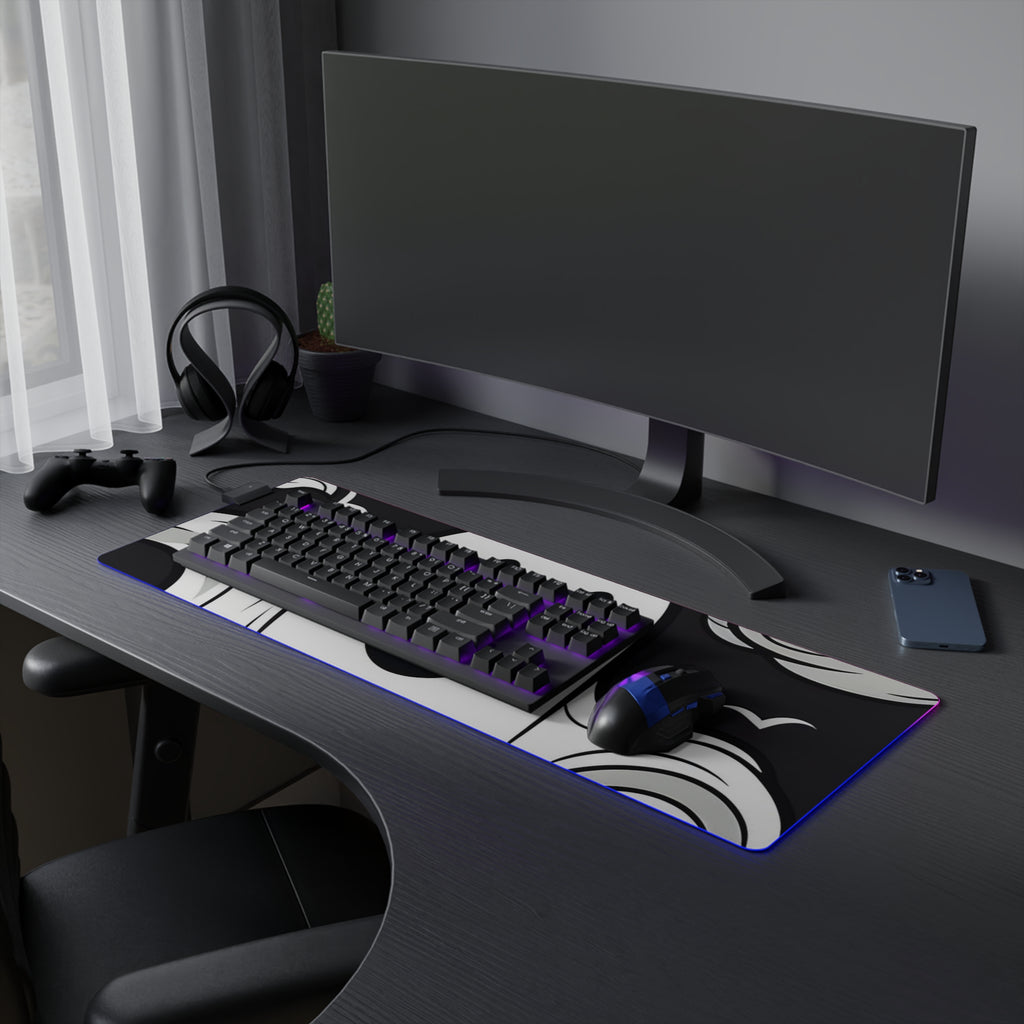 LED Gaming Mouse Pad with Skeletal Ghostly Pumpkin Patch Design for Halloween, view 21