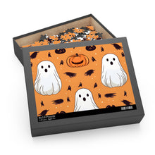 DistinctInk Jigsaw Puzzle with Ghost Skeleton Cartoon Pumpkin Design for Halloween