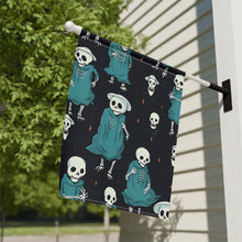 DistinctInk Garden & House Banner / Flag with Haunted Skeleton Crew Design for Halloween