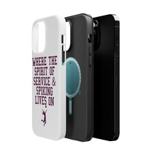 DistinctInk ToughCase for Apple iPhone, Compatible with MagSafe Charging - Spirit of Service & Spiking Lives On Tennis