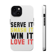 DistinctInk ToughCase for Apple iPhone, Compatible with MagSafe Charging - Serve It Smash It Win It Love It Tennis