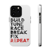 DistinctInk ToughCase for Apple iPhone, Compatible with MagSafe Charging - Build Tune Race Break Fix Repeat