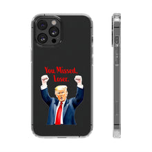 DistinctInk Clear Case for Apple iPhone or Samsung Galaxy - Trump "You Missed, Loser" Cartoon Design