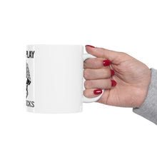 DistinctInk Glossy White Coffee / Tea Mug - I Still Play with Blocks - Cars