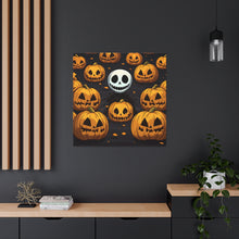 DistinctInk Canvas Wall Art with Ghastly Skeleton Pumpkins for Halloween
