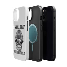 DistinctInk ToughCase for Apple iPhone, Compatible with MagSafe Charging - I Still Play with Blocks - Cars