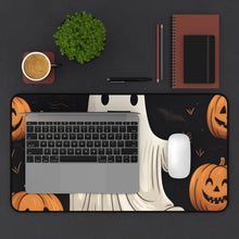 DistinctInk Desk Mat with Ghastly Skeleton Pumpkin Design for Halloween