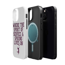 DistinctInk ToughCase for Apple iPhone, Compatible with MagSafe Charging - Spirit of Service & Spiking Lives On Tennis