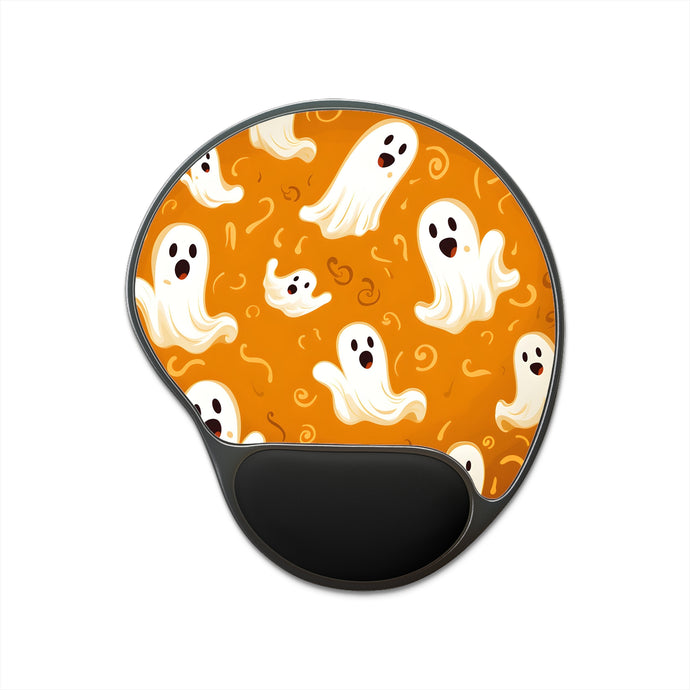 DistinctInk Mouse Pad with Wrist Rest  with Ghost Skeleton Pumpkin Pattern Design for Halloween