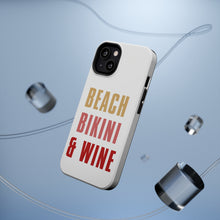 DistinctInk ToughCase for Apple iPhone, Compatible with MagSafe Charging - Beach Bikini & Wine