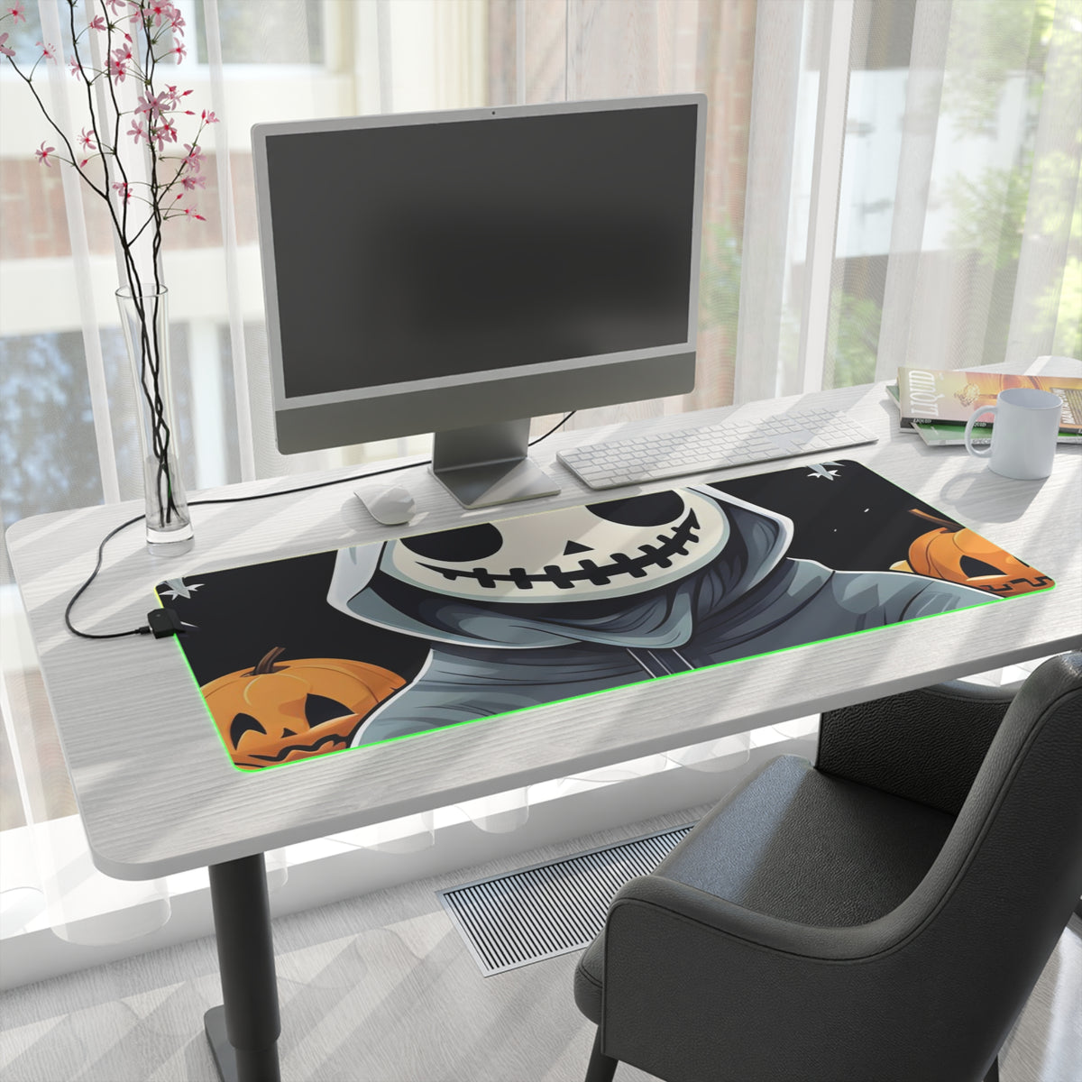 LED Gaming Mouse Pad with Skeleton Ghost and Pumpkin Design for Halloween, view 28