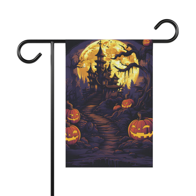 DistinctInk Garden & House Banner / Flag with Ghostly Ghouls in the Graveyard Design for Halloween