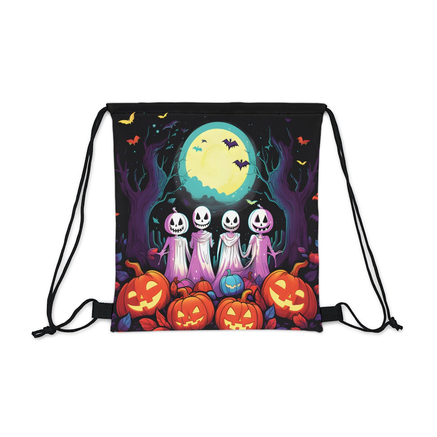 DistinctInk Drawstring Bag Backpack with Exploring the Unknown Design for Halloween  LGBTQ+ Pride