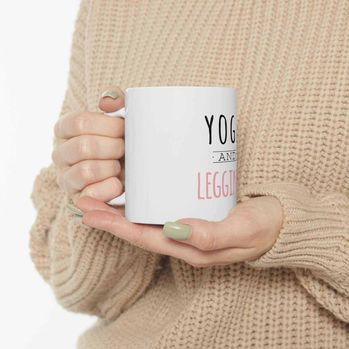 Glossy White Coffee / Tea Mug - Yoga and Leggings, view 10
