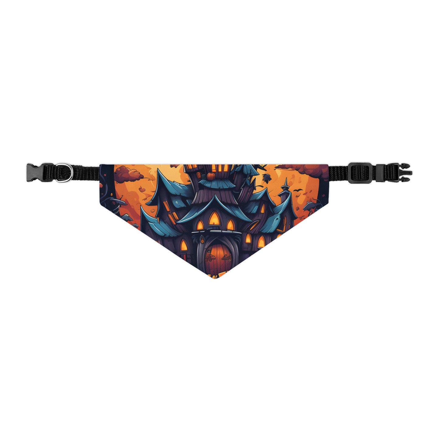 DistinctInk Adjustable Pet Banana Collar with Spooky Sweet Treats Design for Halloween