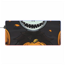 DistinctInk LED Gaming Mouse Pad with Ghastly Skeleton Pumpkins Design for Halloween