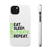DistinctInk ToughCase for Apple iPhone, Compatible with MagSafe Charging - Lawyer Eat Sleep Litigate Repeat