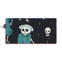 DistinctInk LED Gaming Mouse Pad with Haunted Skeleton Crew Design for Halloween