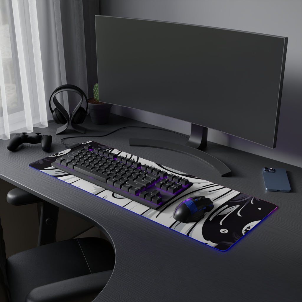 LED Gaming Mouse Pad with Ghost Skeleton Pumpkins Design for Halloween, view 21
