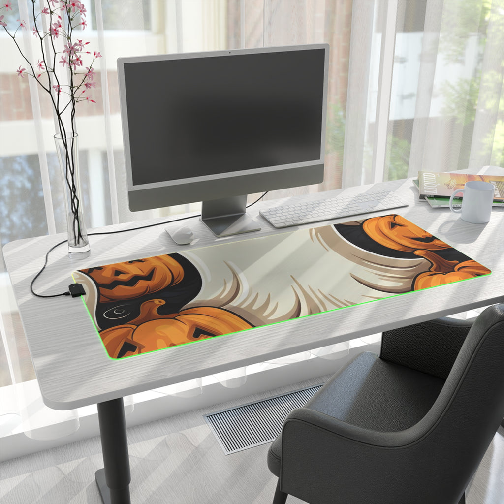 LED Gaming Mouse Pad with Haunted Skeleton Jack-O-Lantern Design for Halloween, view 28