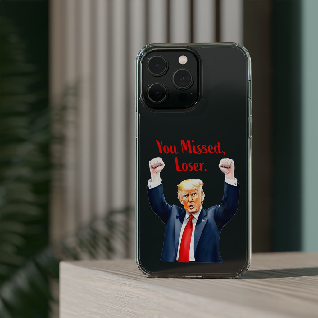 Clear Case for Apple iPhone or Samsung Galaxy - Trump "You Missed, Loser" Cartoon Design, view 52