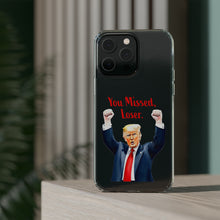 DistinctInk Clear Case for Apple iPhone or Samsung Galaxy - Trump "You Missed, Loser" Cartoon Design