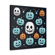 DistinctInk Canvas Wall Art with Skele-Ghostly Pumpkin Patch for Halloween