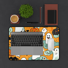 DistinctInk Desk Mat with Flying Pumpkin Bats Design for Halloween