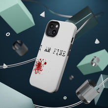 DistinctInk ToughCase for Apple iPhone, Compatible with MagSafe Charging - I Am Fine - Blood Splatter