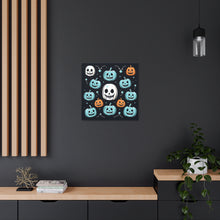 DistinctInk Canvas Wall Art with Skele-Ghostly Pumpkin Patch for Halloween