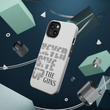DistinctInk ToughCase for Apple iPhone, Compatible with MagSafe Charging - Never Give Up The Guns