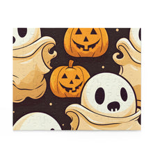 DistinctInk Jigsaw Puzzle with Ghost Skeleton Pumpkin Pattern Design for Halloween