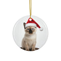 Hanging Ceramic Christmas Tree Ornament with Gold String - Tonkinese Cat Design