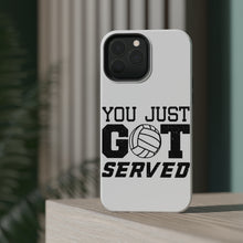 DistinctInk ToughCase for Apple iPhone, Compatible with MagSafe Charging - You Just Got Served Volleyball