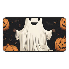 DistinctInk Desk Mat with Ghastly Skeleton Pumpkin Design for Halloween