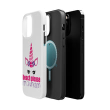 DistinctInk ToughCase for Apple iPhone, Compatible with MagSafe Charging - Beach Please I'm a Unicorn