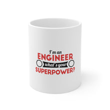 DistinctInk Glossy White Coffee / Tea Mug - I'm an Engineer What's Your Superpower