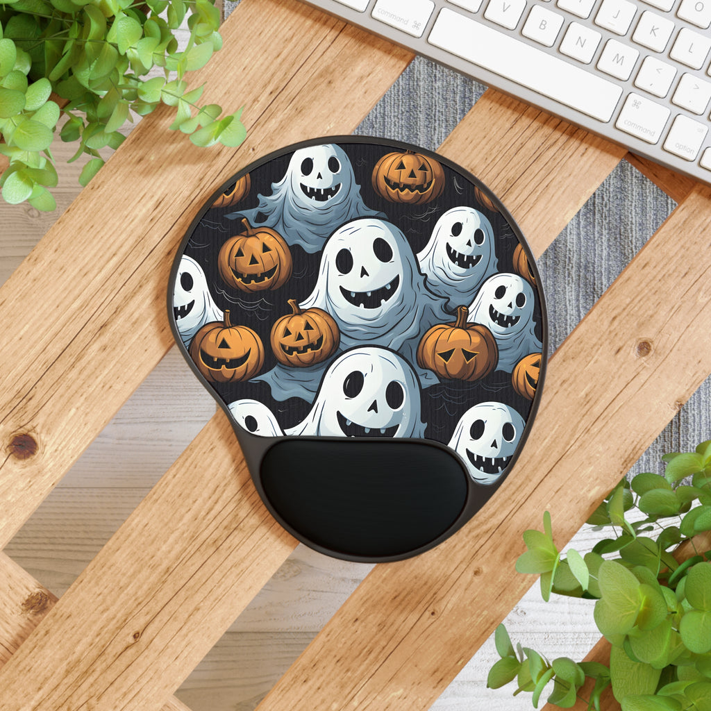 Mouse Pad with Wrist Rest with Ghoulish Ghostbusters and Pumpkins Design for Halloween, view 4