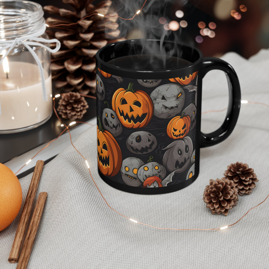 Black Coffee Mug - Haunted Harvest Time for Halloween, view 4