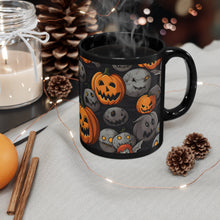 DistinctInk Black Coffee Mug - Haunted Harvest Time for Halloween