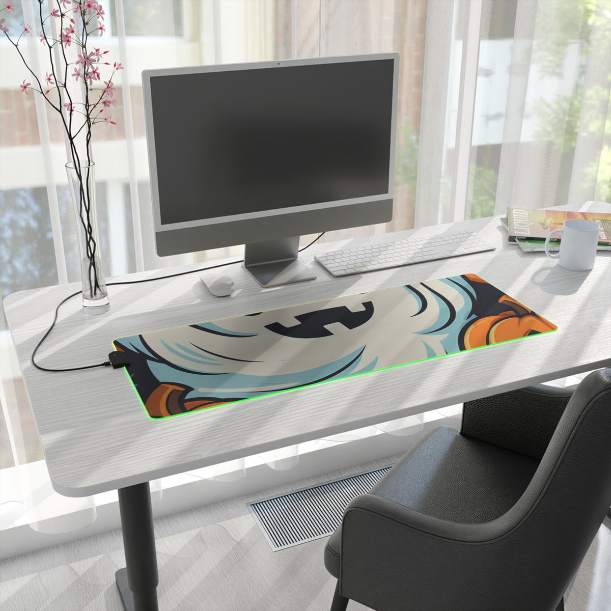 LED Gaming Mouse Pad with The Ghostly Skeleton Pumpkin Design for Halloween, view 22