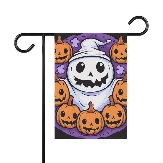 DistinctInk Garden & House Banner / Flag with Ghost Skeleton Pumpkins Design for Halloween