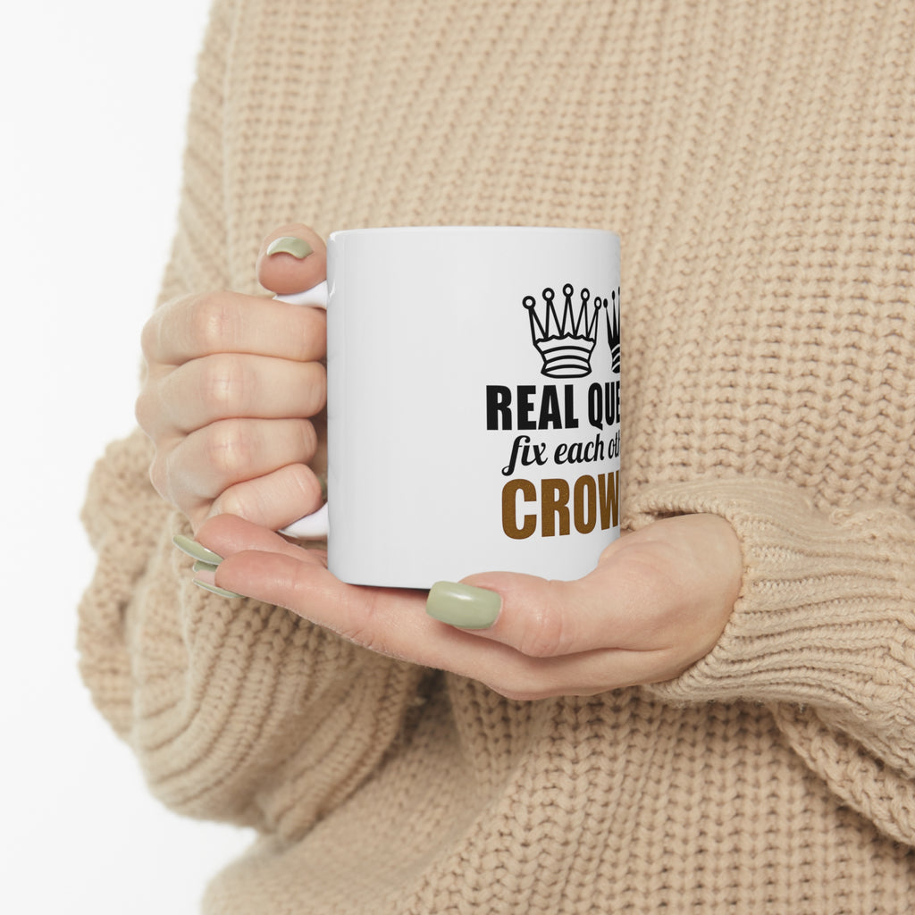 Glossy White Coffee / Tea Mug - Real Queens Fix Each Other's Crowns, view 10