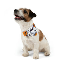 DistinctInk Adjustable Pet Banana Collar with Skele-Pumpkin Ghost Pattern Design for Halloween