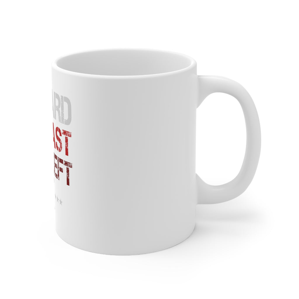 Glossy White Coffee / Tea Mug - Hit Hard Run Fast Turn Left Baseball, view 3
