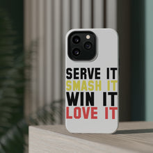 DistinctInk ToughCase for Apple iPhone, Compatible with MagSafe Charging - Serve It Smash It Win It Love It Tennis