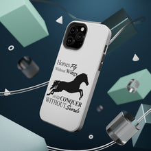 DistinctInk ToughCase for Apple iPhone, Compatible with MagSafe Charging - Horses Fly Without Wings