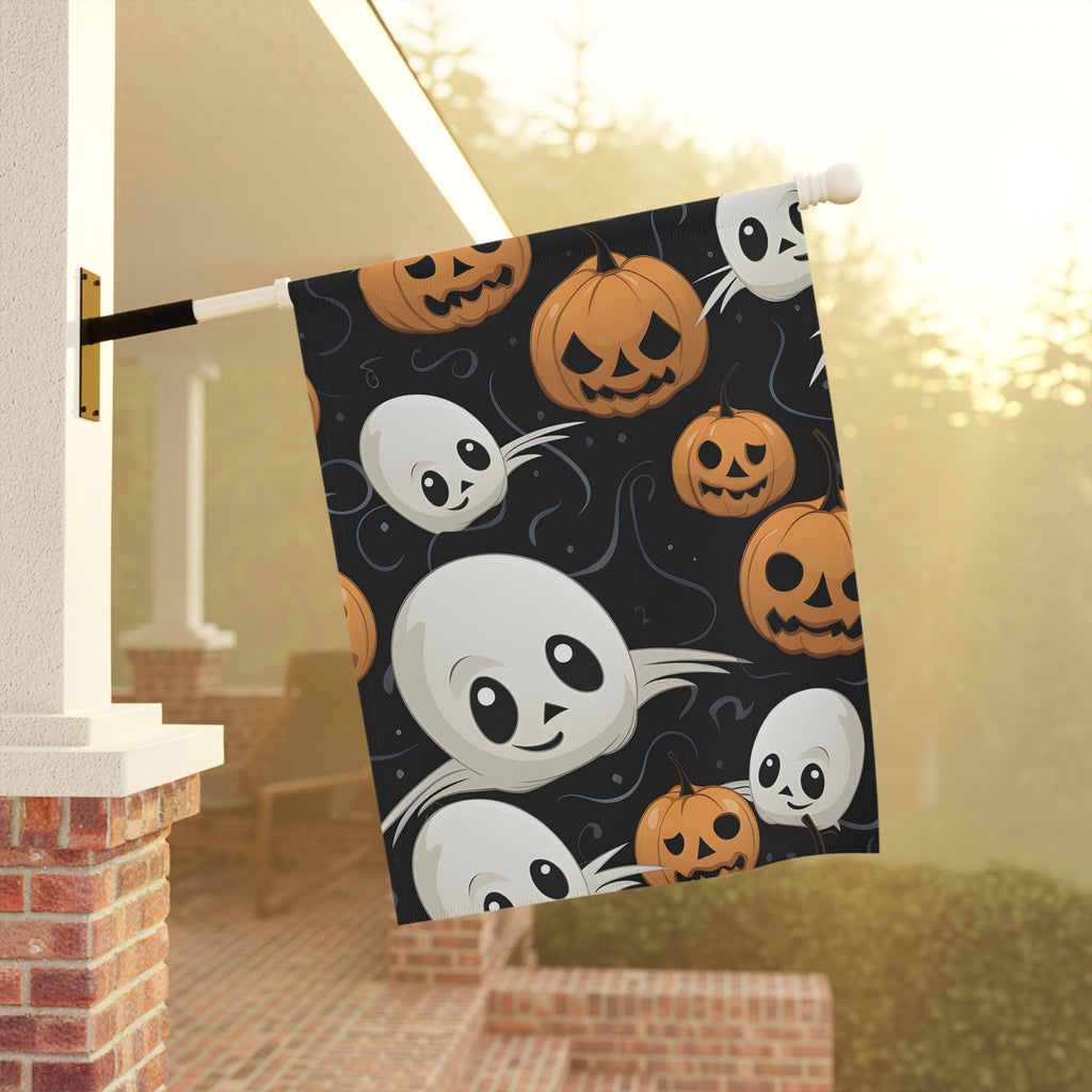 Garden & House Banner / Flag with Ghost Skeleton Pumpkin Pattern Design for Halloween, view 9