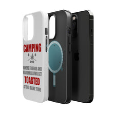 DistinctInk ToughCase for Apple iPhone, Compatible with MagSafe Charging - Camping - Friends & Marshmallows Get Toasted