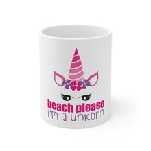 DistinctInk Glossy White Coffee / Tea Mug - Beach Please I'm a Unicorn